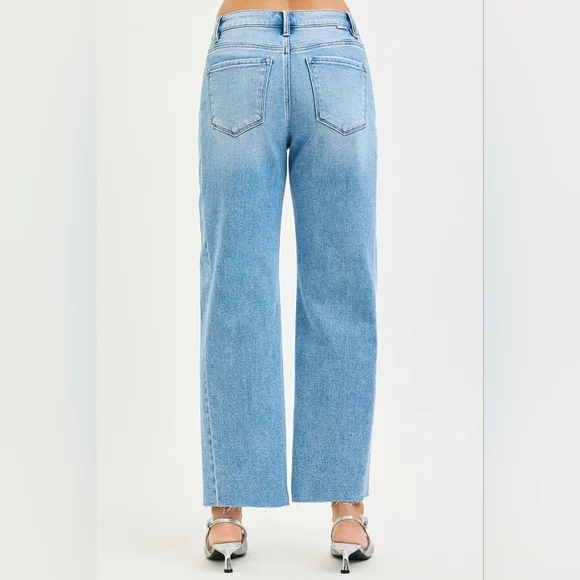 Risen HR Light Wash Slouchy Barrel Jeans Cropped Ankle Side Seam Various NEW